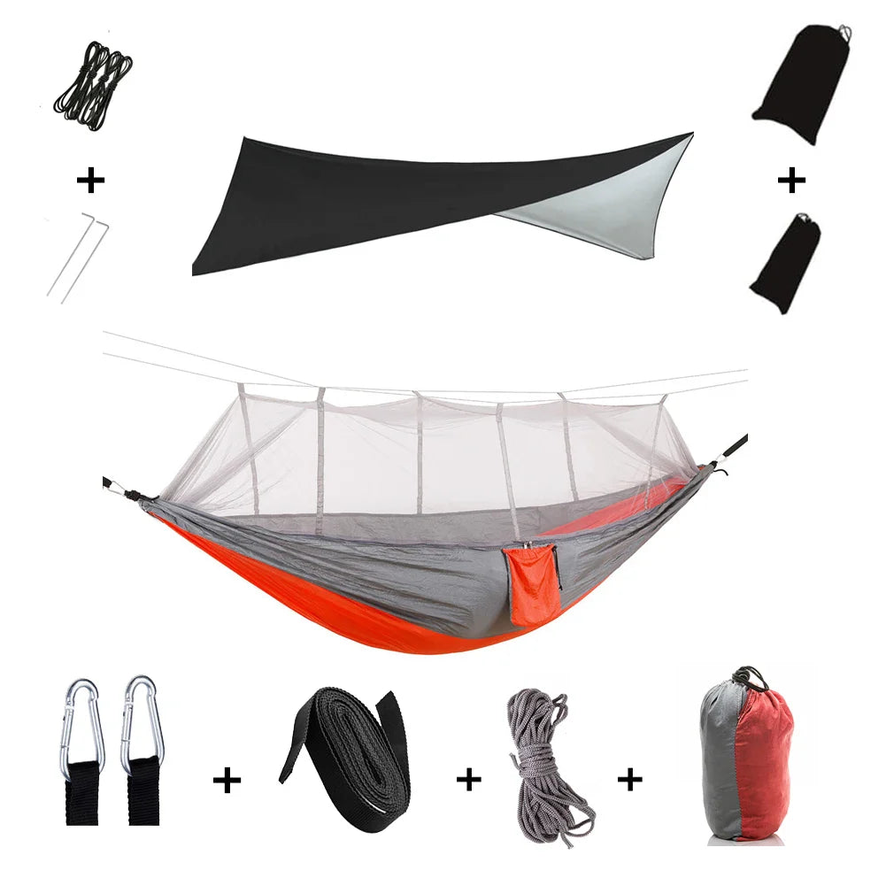 Trek Viva Camping Hammock | Integrated Mosquito Net & Rain Cover | Ultralight & Tear Resistant | 3-in-1 Outdoor Solution