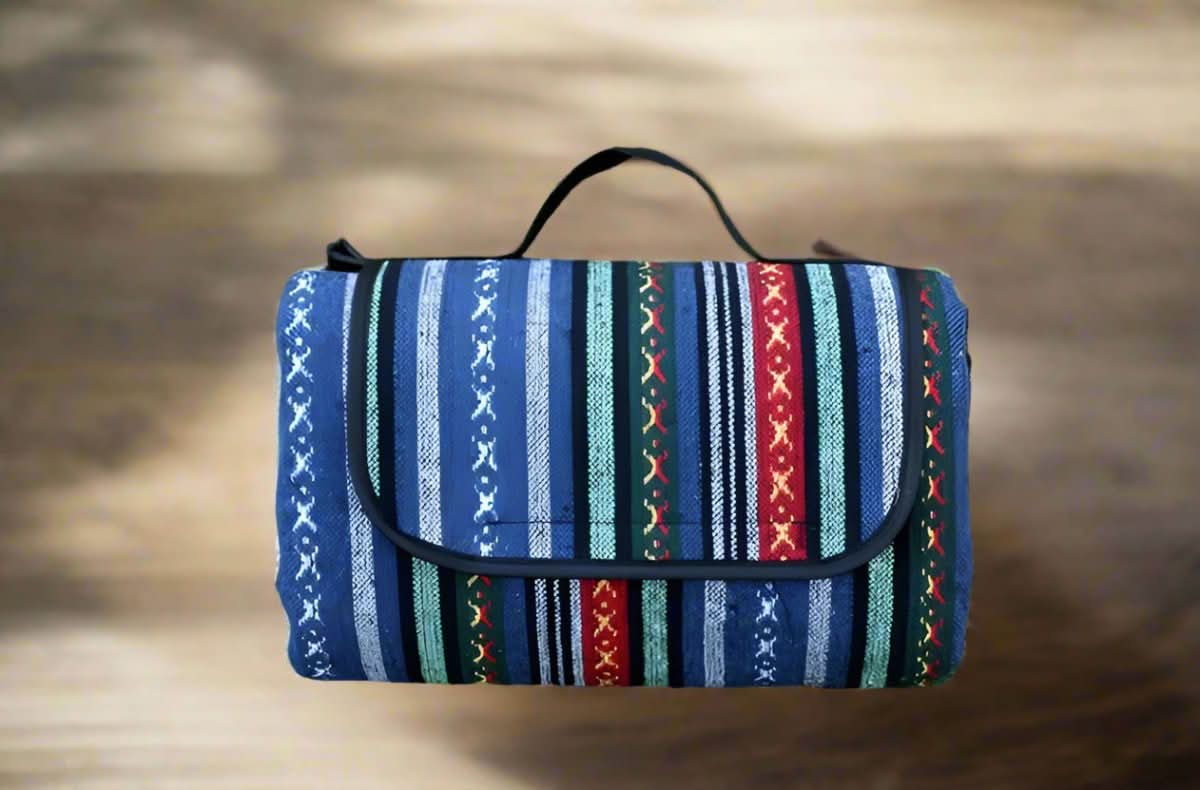 Waterproof picnic blanket with ethnic design for camping & outings