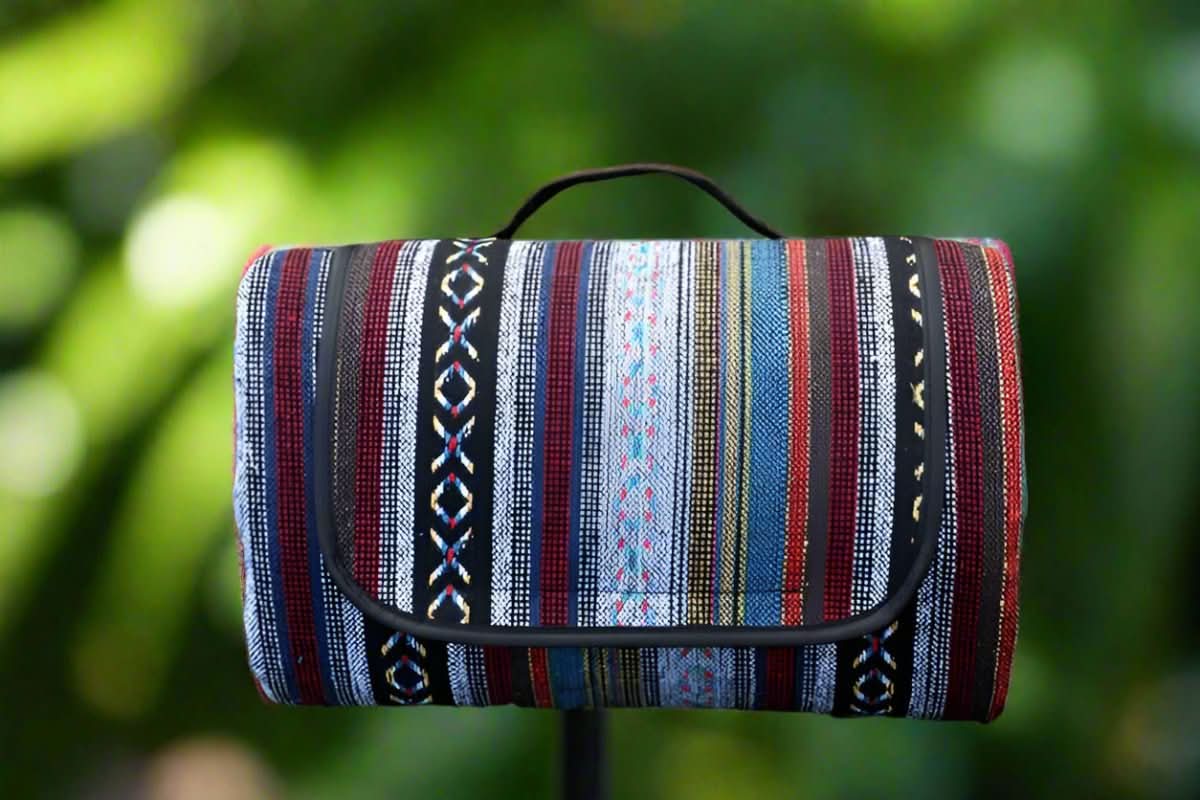 Waterproof picnic blanket with ethnic design for camping & outings