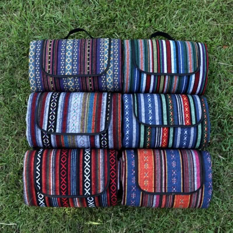 Waterproof picnic blanket with ethnic design for camping & outings