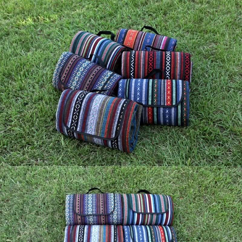 Waterproof picnic blanket with ethnic design for camping & outings
