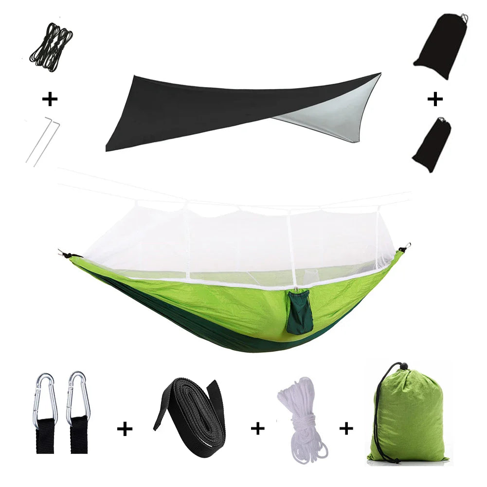 Trek Viva Camping Hammock | Integrated Mosquito Net & Rain Cover | Ultralight & Tear Resistant | 3-in-1 Outdoor Solution