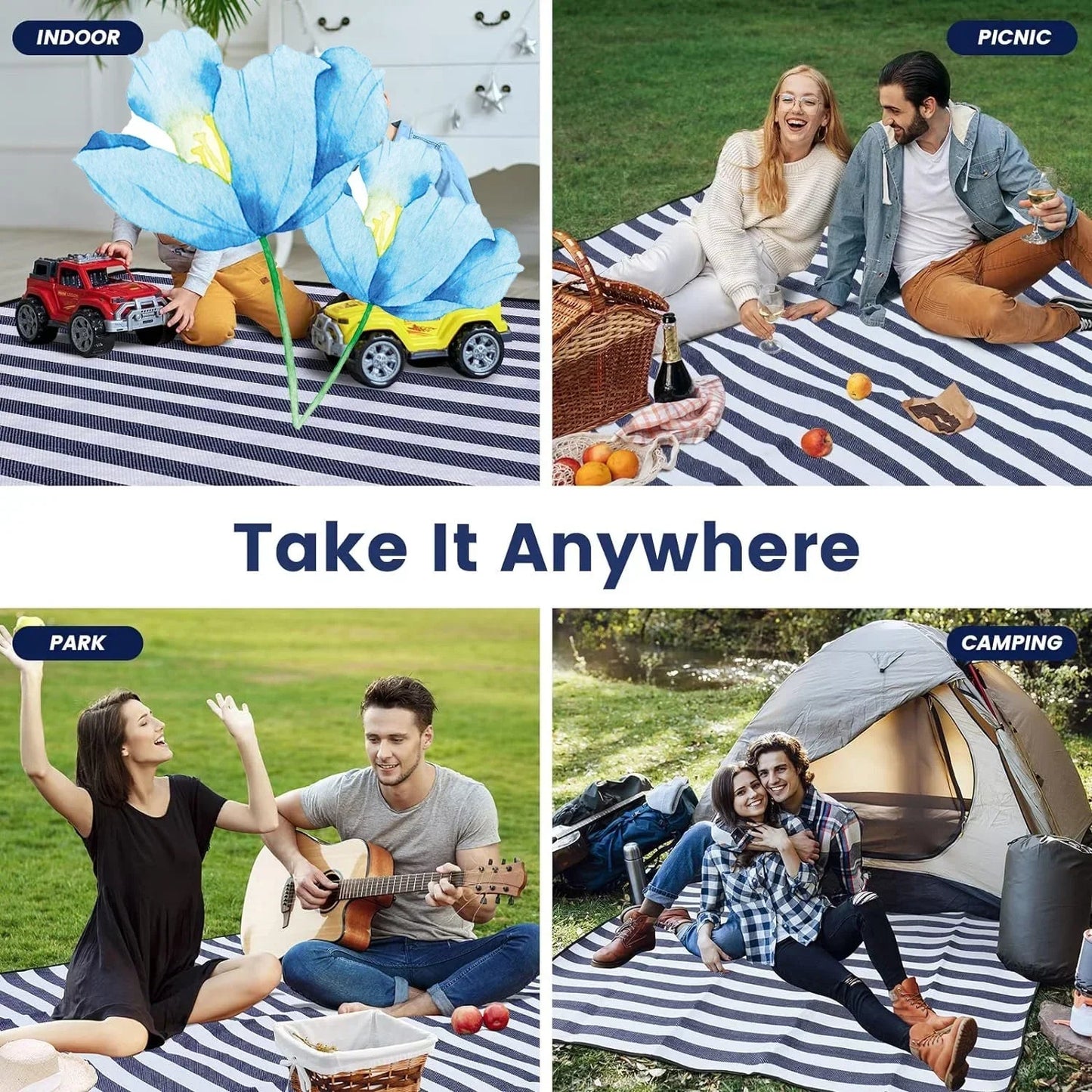 Picnic Blanket | Waterproof & Sand Resistant | For 8 People | Foldable & Portable