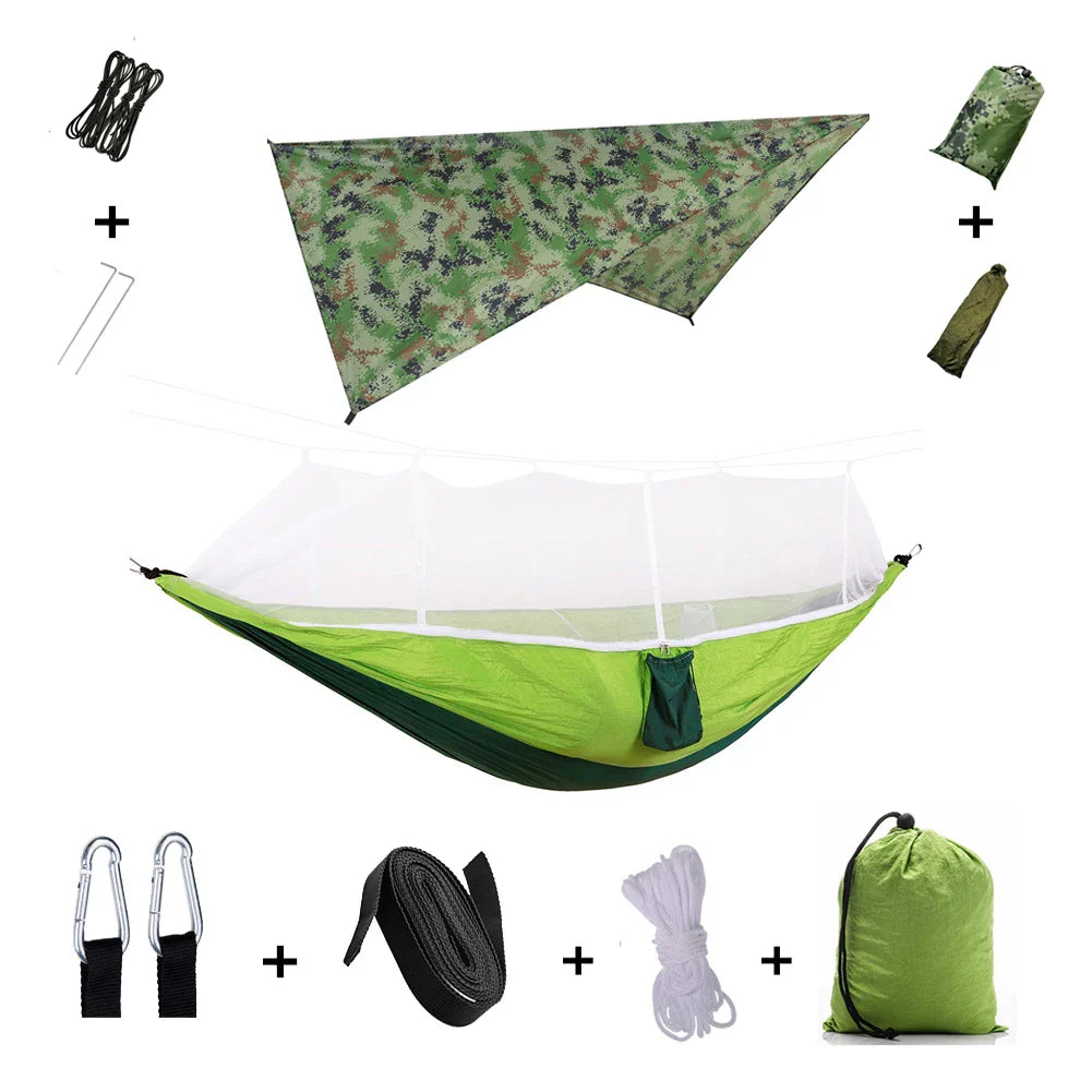 Trek Viva Camping Hammock | Integrated Mosquito Net & Rain Cover | Ultralight & Tear Resistant | 3-in-1 Outdoor Solution