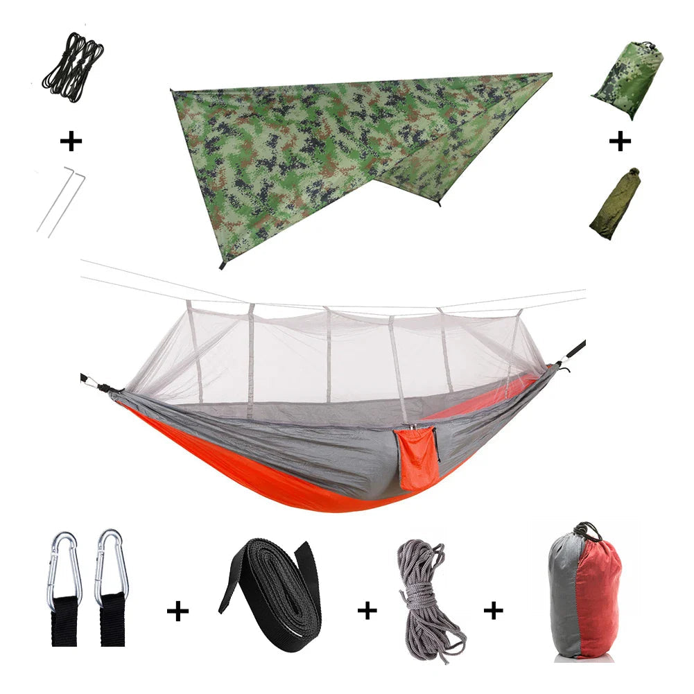 Trek Viva Camping Hammock | Integrated Mosquito Net & Rain Cover | Ultralight & Tear Resistant | 3-in-1 Outdoor Solution