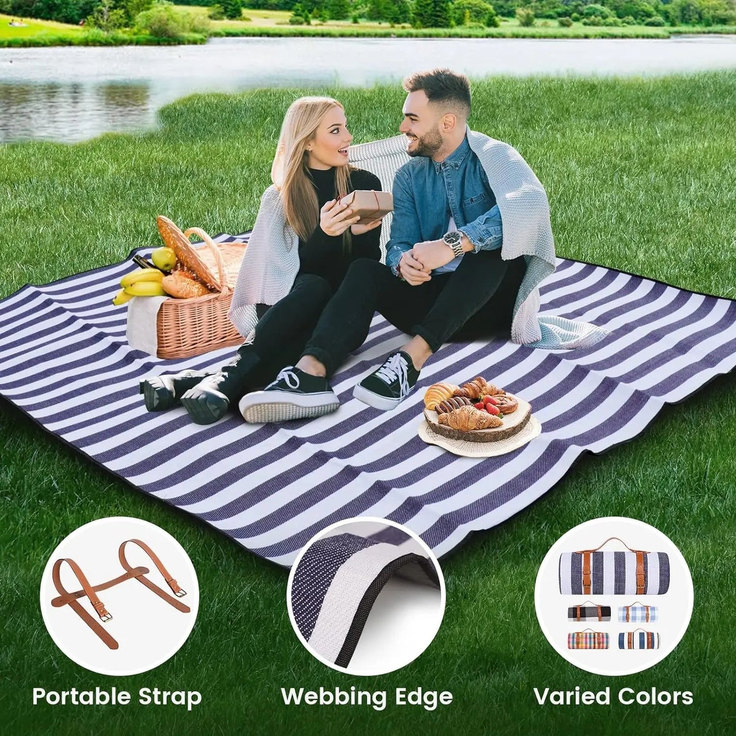 Vivantura Picnic Blanket Extra Large | Waterproof & Sand Resistant | Foldable for 8 People | Ideal for Beach & Park