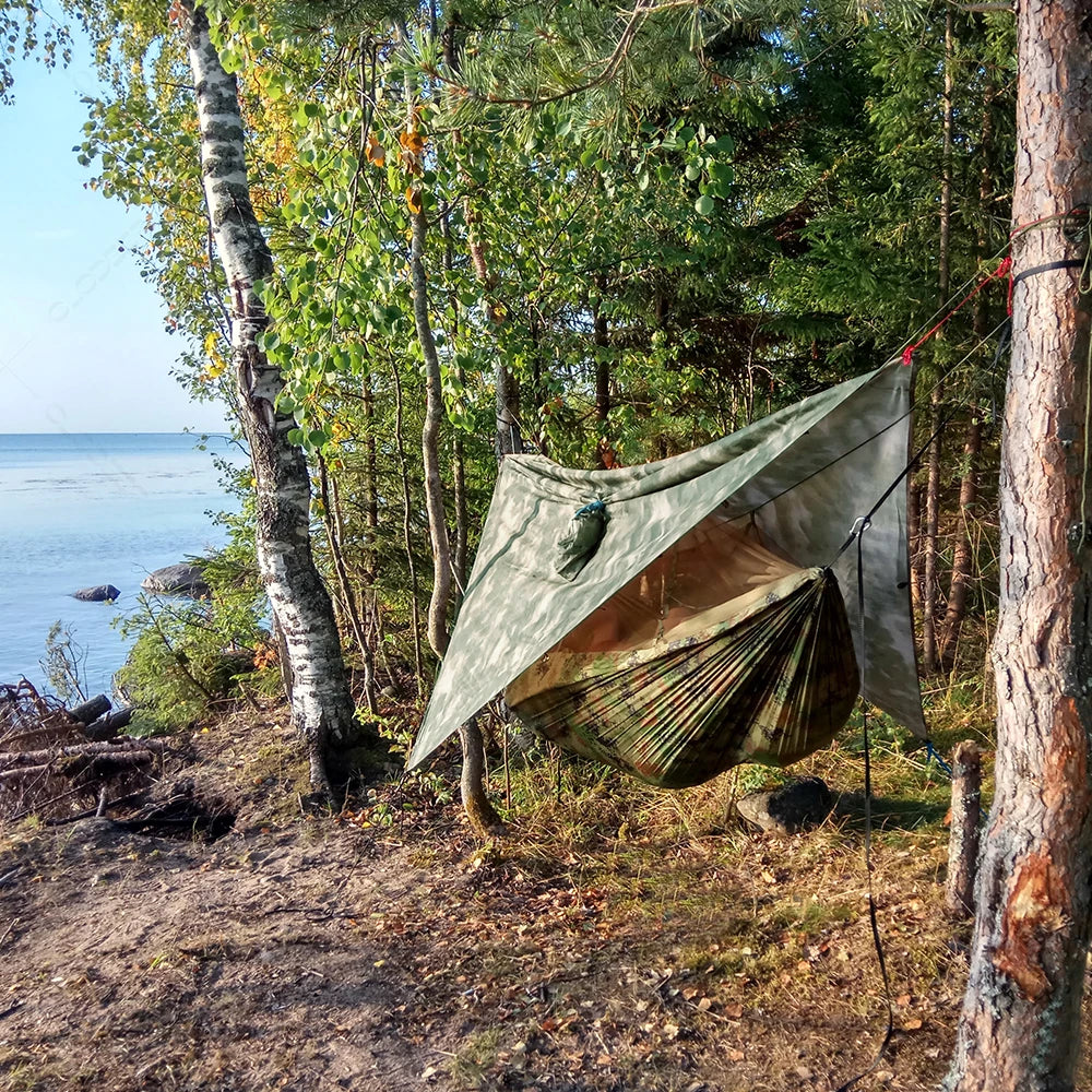 Trek Viva Camping Hammock | Integrated Mosquito Net & Rain Cover | Ultralight & Tear Resistant | 3-in-1 Outdoor Solution