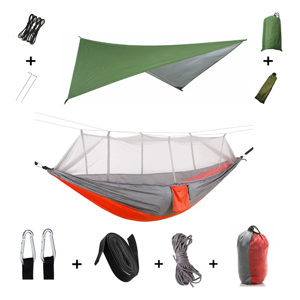 Trek Viva Camping Hammock | Integrated Mosquito Net & Rain Cover | Ultralight & Tear Resistant | 3-in-1 Outdoor Solution