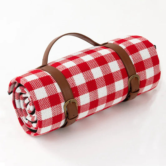 Waterproof Picnic Blanket 200x200 cm Checkered – Large Beach Blanket for Camping and Beach