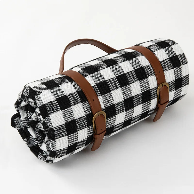 Waterproof Picnic Blanket 200x200 cm Checkered – Large Beach Blanket for Camping and Beach