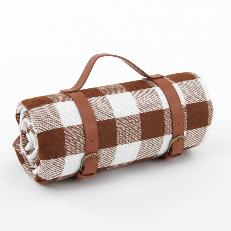 Waterproof Picnic Blanket 200x200 cm Checkered – Large Beach Blanket for Camping and Beach