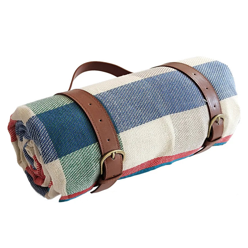 Waterproof Picnic Blanket 200x200 cm Checkered – Large Beach Blanket for Camping and Beach